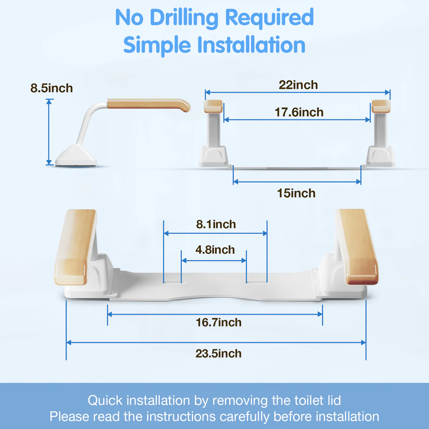 Safety Rail For Toilet.Elder Care.Toilet Safety Rails Frame For Seniors. Heavy Duty Adjustable Handicap Toilet Seat With Handles Over Toilet