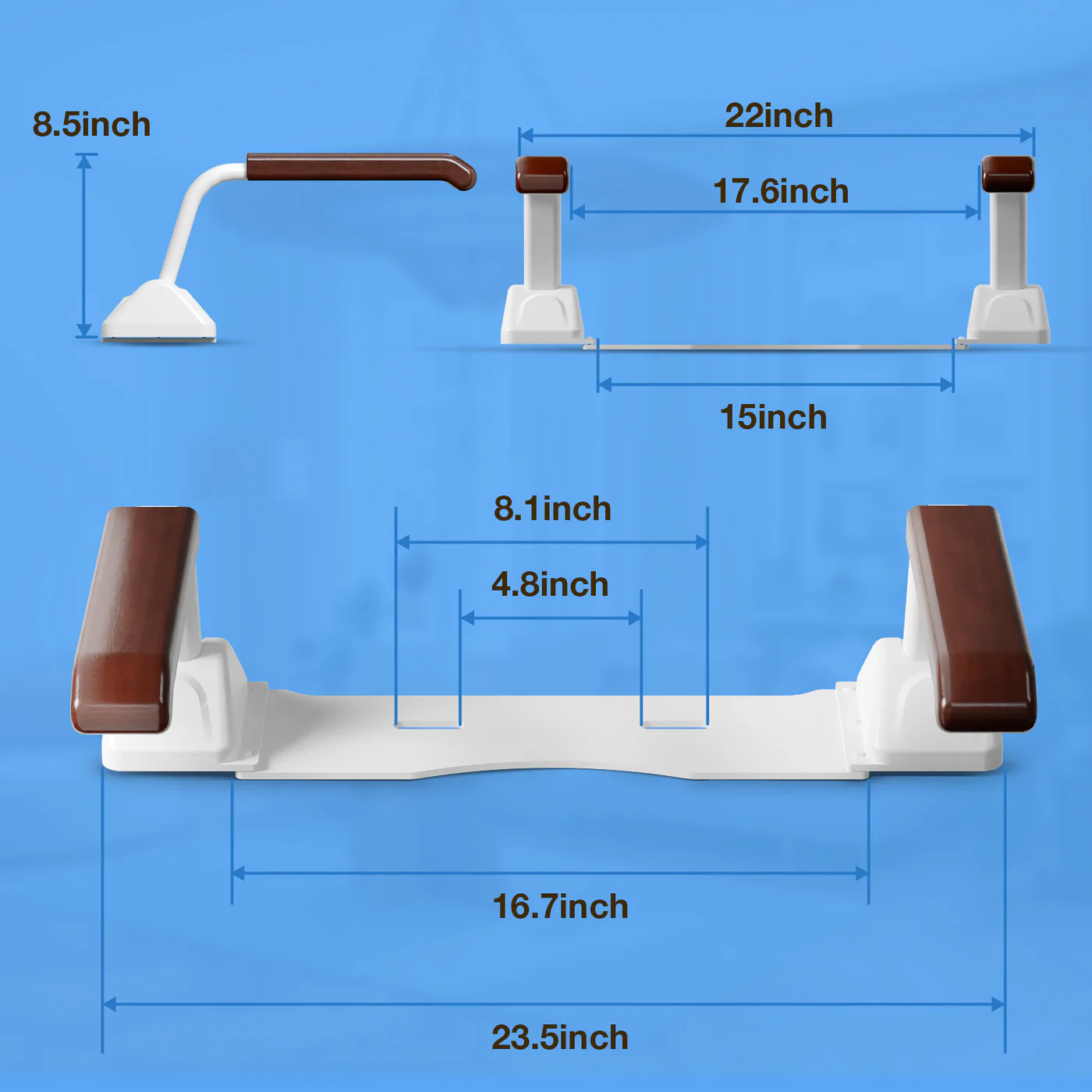 Safety Rail For Toilet.Elder Care.Toilet Safety Rails Frame For Seniors. Heavy Duty Adjustable Handicap Toilet Seat With Handles Over Toilet