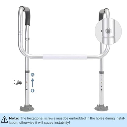 Toilet Safety Rail for Seniors. Toilet Grab Bars for Seniors and Disabled. Toilet Handles for Elderly with Adjustable Width and Height. 350 lb Weight Capacity. FSA/HSA Eligible (White)