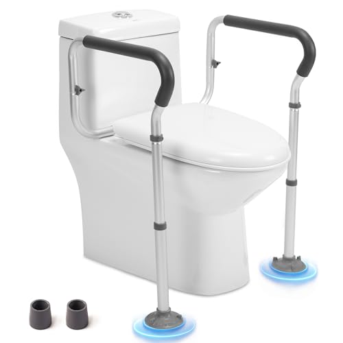 Toilet Safety Rail for Seniors. Toilet Grab Bars for Seniors and Disabled. Toilet Handles for Elderly with Adjustable Width and Height. 350 lb Weight Capacity. FSA/HSA Eligible (White)