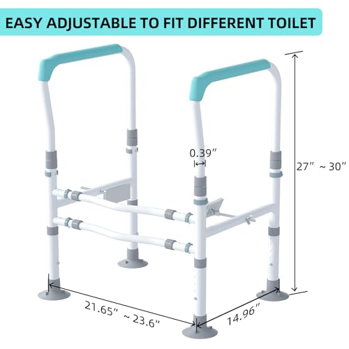 Toilet Safety Rails for Elderly. Sturdy and Adjustable Toilet Handles for Seniors and People with Limited Mobility. Safety Frame.Toilet Assistance