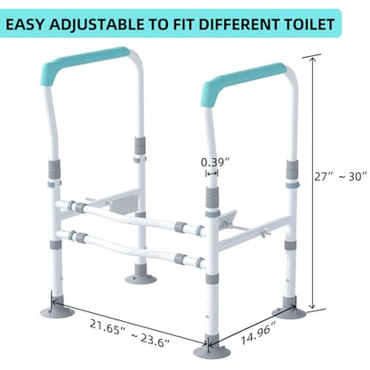 Toilet Safety Rails for Elderly. Sturdy and Adjustable Toilet Handles for Seniors and People with Limited Mobility. Safety Frame.Toilet Assistance