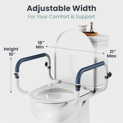 Toilet Safety Rails (250lb) - Adjustable Toilet Safety Rails. Toilet Bar for Elderly Adults. Toilets Rails for Seniors. Toilet Seat with Handles for Elderly & Disabled Toilet Grab Bar - 1 Pack