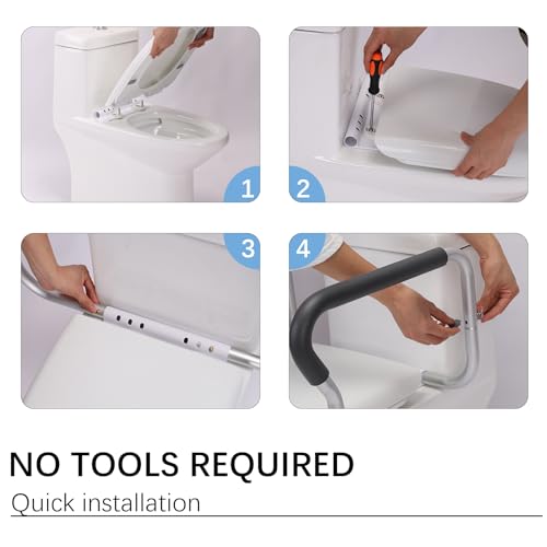 Toilet Safety Rail for Seniors. Toilet Grab Bars for Seniors and Disabled. Toilet Handles for Elderly with Adjustable Width and Height. 350 lb Weight Capacity. FSA/HSA Eligible (White)