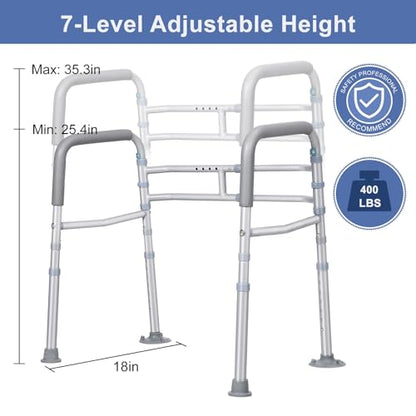 Stand Alone Toilet Safety Rails. Adjustable Toilet Safety Frame. Toilet Rails for Seniors. Foldable Toilet Safety Frames & Rails. Toilet Bars for Elderly and Disabled (400LBS)