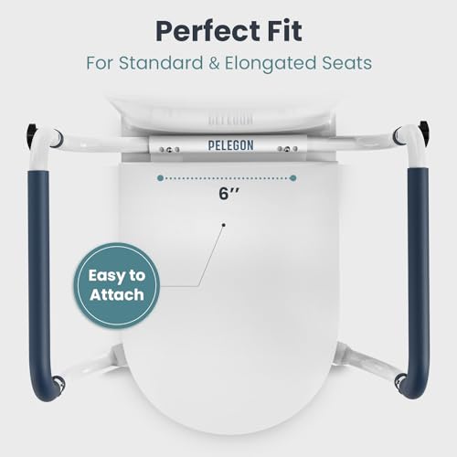 Toilet Safety Rails (250lb) - Adjustable Toilet Safety Rails. Toilet Bar for Elderly Adults. Toilets Rails for Seniors. Toilet Seat with Handles for Elderly & Disabled Toilet Grab Bar - 1 Pack