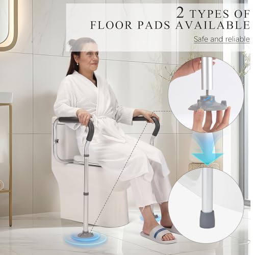 Toilet Safety Rail for Seniors. Toilet Grab Bars for Seniors and Disabled. Toilet Handles for Elderly with Adjustable Width and Height. 350 lb Weight Capacity. FSA/HSA Eligible (White)