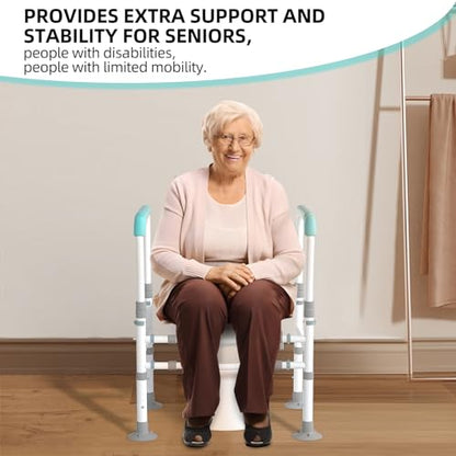 Toilet Safety Rails for Elderly. Sturdy and Adjustable Toilet Handles for Seniors and People with Limited Mobility. Safety Frame.Toilet Assistance