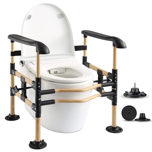 Toilet Safety Rail for Elderly. FSA or HSA Adjustable Detachable Frame. Toilet Safety Frame for Elderly & Handicapped - Elderly Assistance Products. 4 Replacement Suction Pads. Enhances Stability