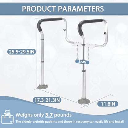 Toilet Safety Rail for Seniors. Toilet Grab Bars for Seniors and Disabled. Toilet Handles for Elderly with Adjustable Width and Height. 350 lb Weight Capacity. FSA/HSA Eligible (White)