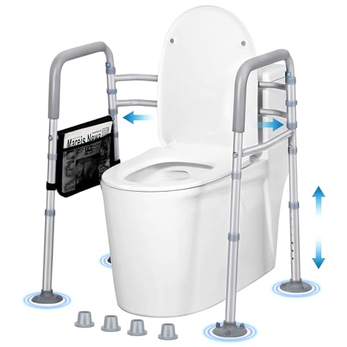 Stand Alone Toilet Safety Rails. Adjustable Toilet Safety Frame. Toilet Rails for Seniors. Foldable Toilet Safety Frames & Rails. Toilet Bars for Elderly and Disabled (400LBS)