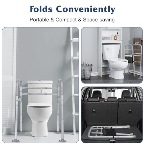 Stand Alone Toilet Safety Rails. Adjustable Toilet Safety Frame. Toilet Rails for Seniors. Foldable Toilet Safety Frames & Rails. Toilet Bars for Elderly and Disabled (400LBS)