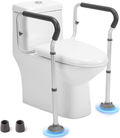 Toilet Safety Rail for Seniors. Toilet Grab Bars for Seniors and Disabled. Toilet Handles for Elderly with Adjustable Width and Height. 350 lb Weight Capacity. FSA/HSA Eligible (White)