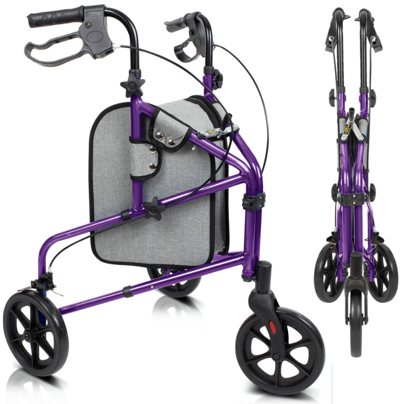 3 Wheel Walker Rollator - Lightweight Foldable Walking Transport